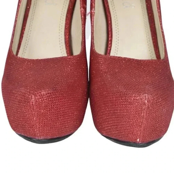 Brida Red Glitter Platform  Heels Stilettos Glitter Closed Toe Size 39 - Picture 5 of 12